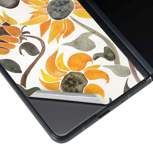 Cat Coq Yellow Sunflower Galaxy Z Fold4 5G Skin